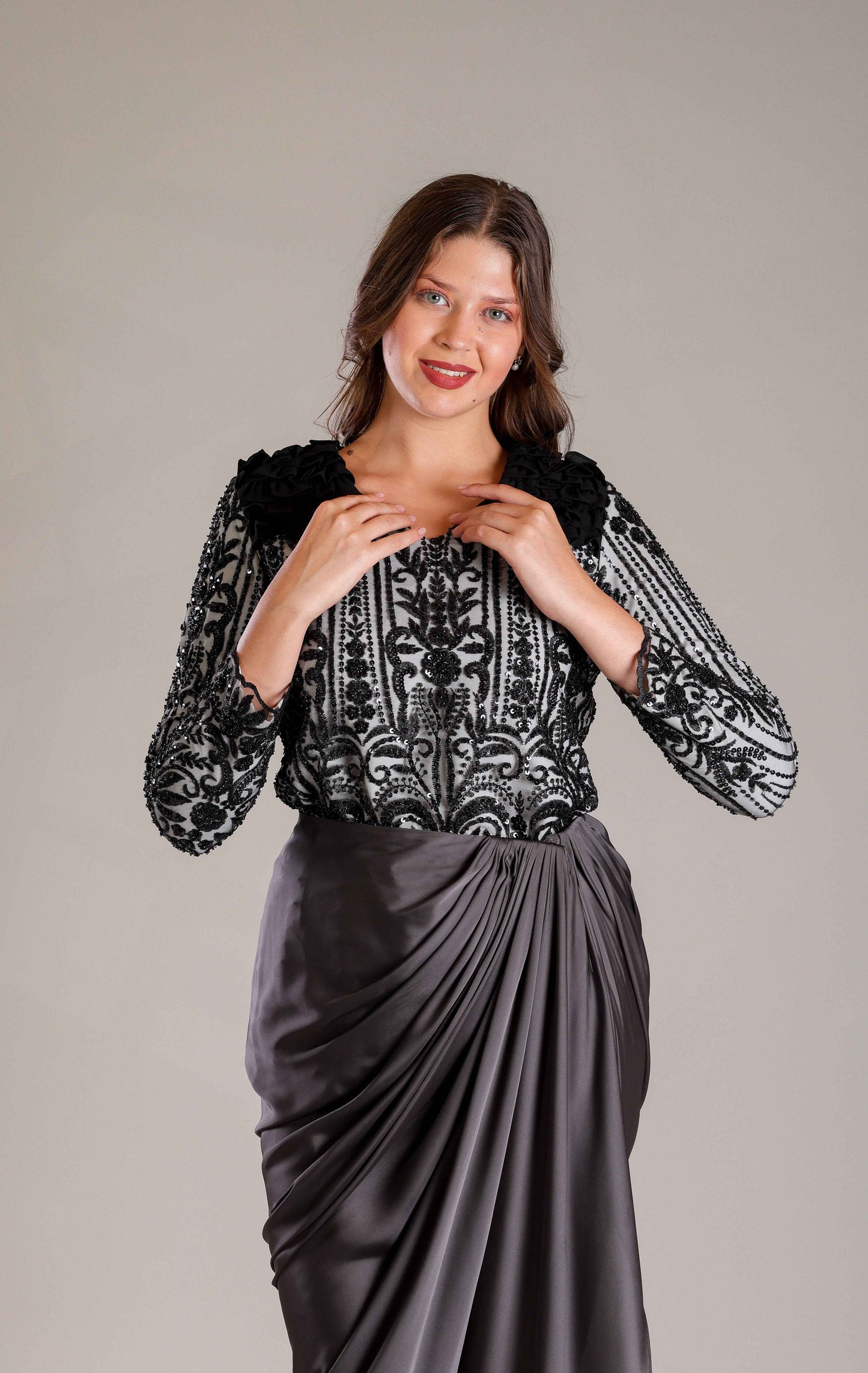 Black & White Drape Outfit - Sakshi Narula