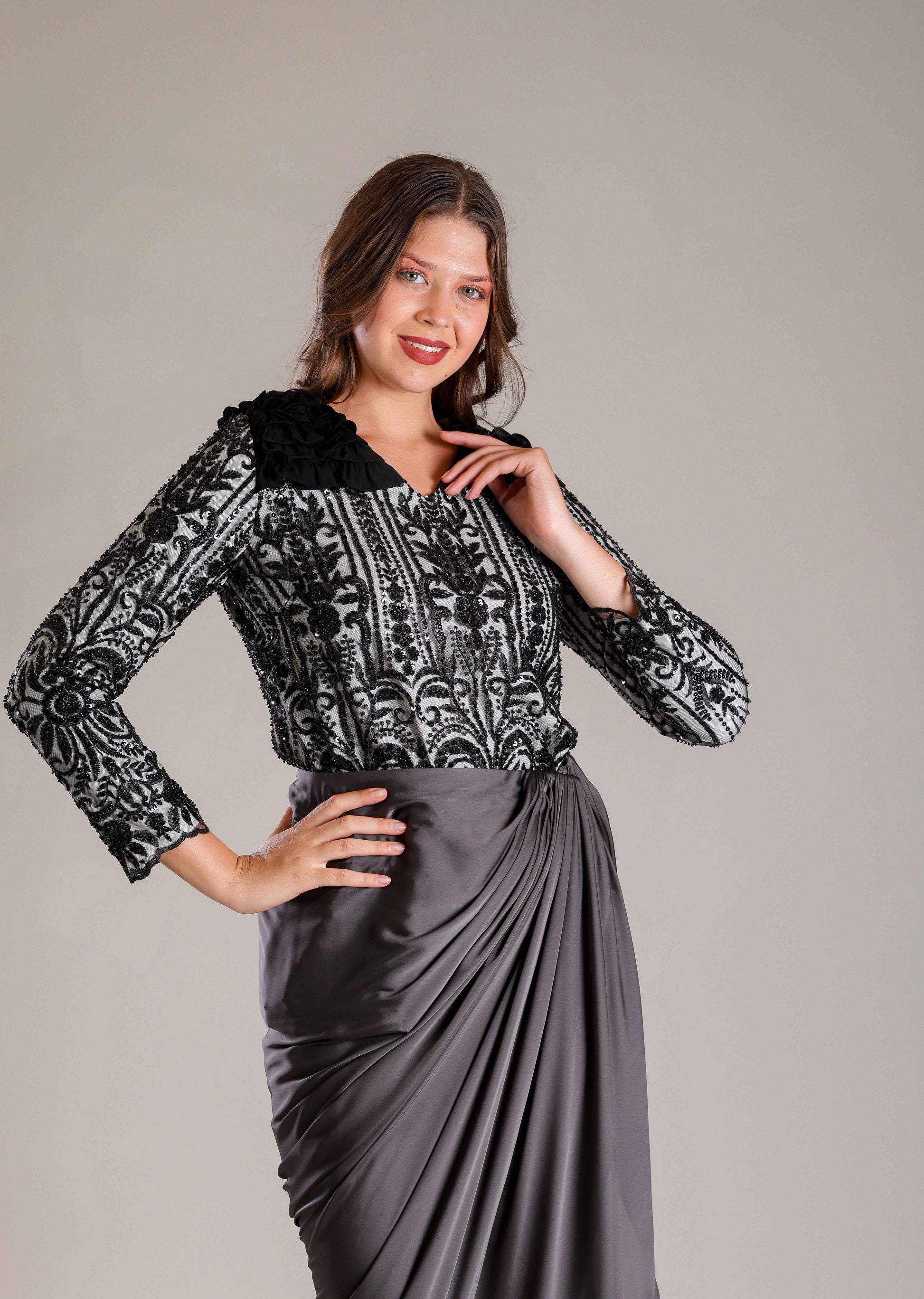 Black & White Drape Outfit - Sakshi Narula